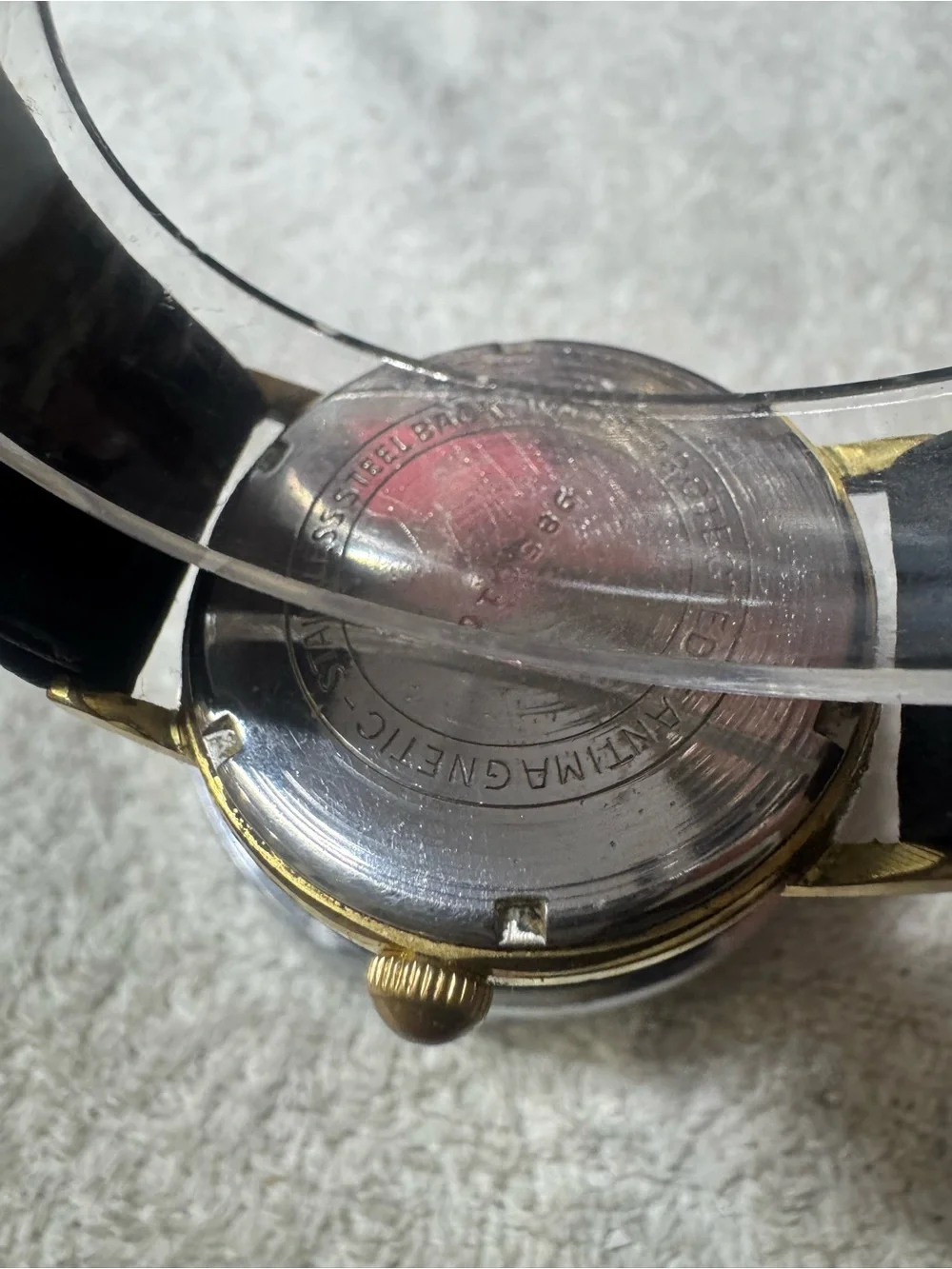 betmar 17 Jewels Gold-Tone Men's Dress Watch - Gold Dial, Black Strap